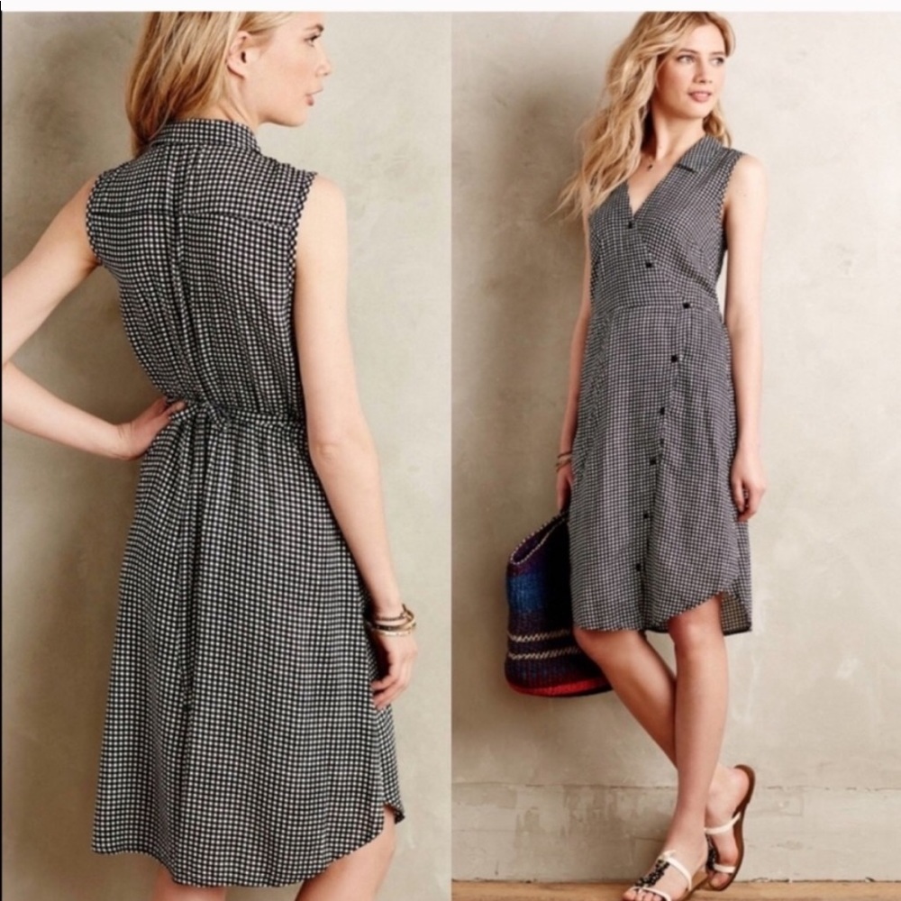 {Anthro} 11-1-Tylho Askew Gingham Wrap Dress Small